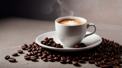 Cup of Coffee with Beans