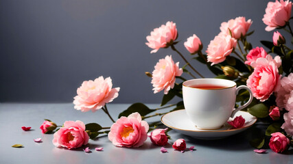 Obraz na płótnie Canvas Cup of Tea with Flowers
