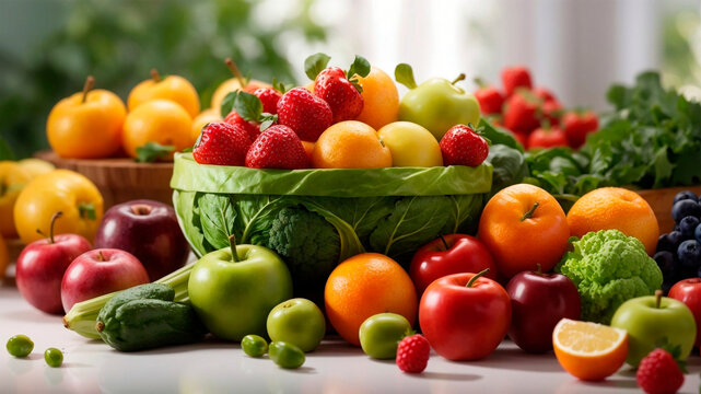 Fruits and Vegetables in Basket