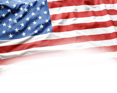 American flag on white. Copy space
