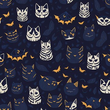 Halloween Extravaganza: Dive into a Vector Wonderland of Spooky Fun and Autumn Magic! Texture, Seamless Pattern