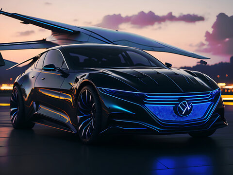 Luxury car, headlights, shape concept art dark, racing, speed, sports, race, vehicle,