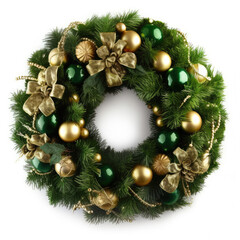 Fototapeta premium Christmas wreath with cones and Christmas decorations. 