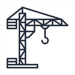 Building crane Icon Vector. Flat vector illustration in black on white background.tower crane civil engineer icon vector. tower crane civil engineer sign. 