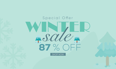 winter sale banner vector, winter sale 87% off, winter 87% off, winter sale banner background