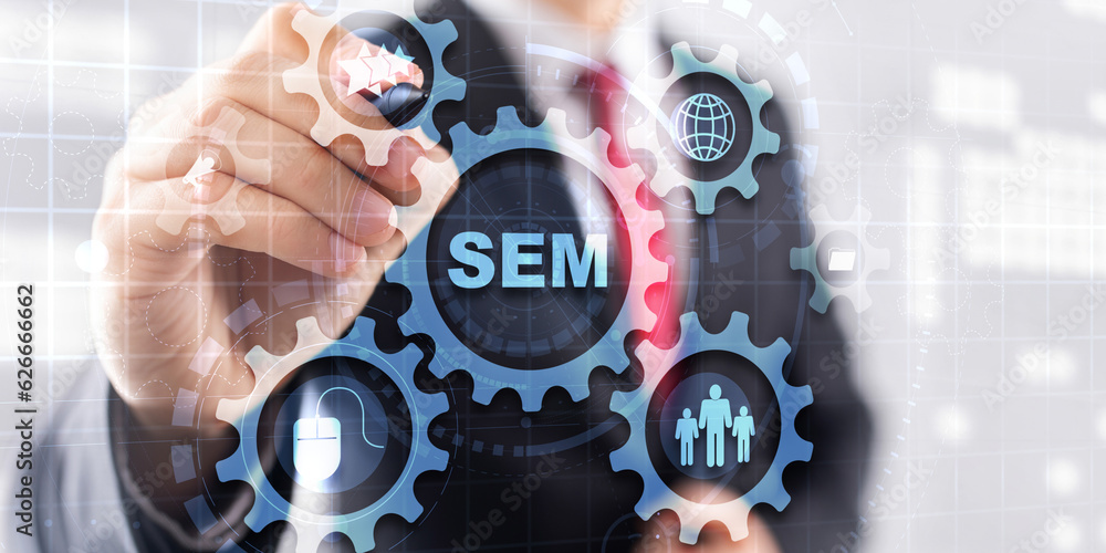 Poster sem search engine optimization traffic website internet business technology communication concept