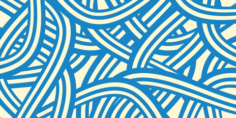 Noodle Ramen Pattern background. Pasta food texture spaghetti geometric. Abstarct ramen ornament. Flat vector illustartion. Wave texture background