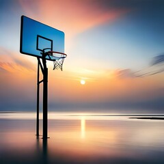 Basketball hoop, during the sunset