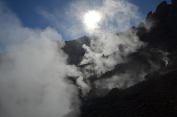 Hot Geothermal Vapors Rising Up From Volcanic Activity