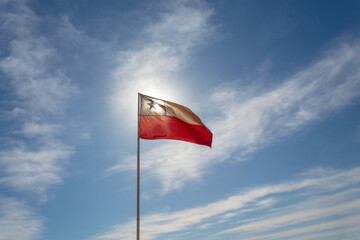 Fototapeta na wymiar flag of chile on the sky