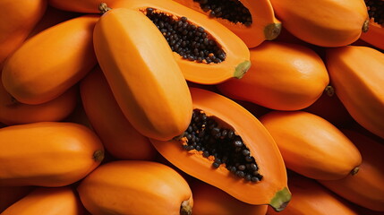 Healthy and fresh bunch of papayas - obrazy, fototapety, plakaty