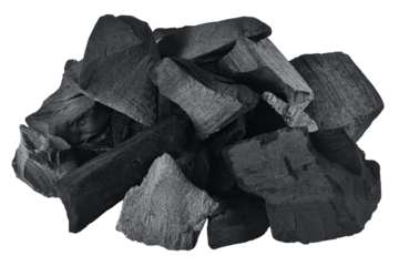 Coal isolated on white background, full depth of field
