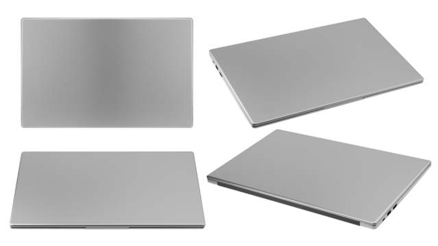 Laptop with blank screen, computer isolated on white background, full depth of field