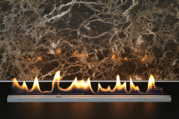 Burning eco bio fireplace close-up © VP