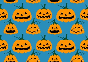 Halloween autumn harvest season pumpkins pattern for wrapping paper and kids clothes print and festive packaging
