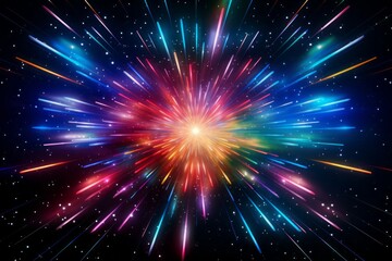 Naklejka premium Cosmic starburst of colors in sci-fi futurism, Generative AI