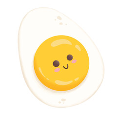 Cute smiling boiled egg cartoon vector illustration