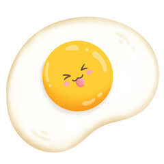 Cute smiling fried egg cartoon vector illustration