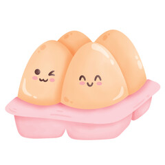 cute smiling chicken eggs cartoon vector illustration