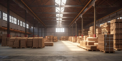 A modern warehouse. Industrial concept - Generative AI