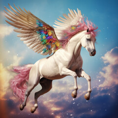 Naklejka na ściany i meble Flying Horse Pegasus - Mythical Creature