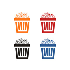 set of pocorn box simple vector illustration