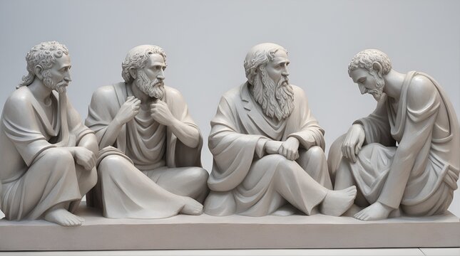 Sculpture of Philosopher Intellectuals Thinking and Talking - Philosophy, Stoicism, Existentialism
