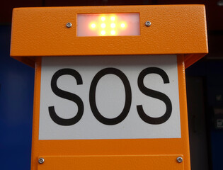 SOS telephone or emergency phone on a highway