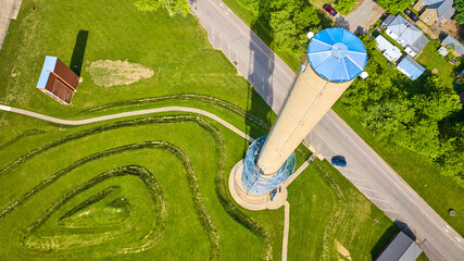 Aerial Rastin Observation Tower drone view from above tower in Ariel Foundation Park
