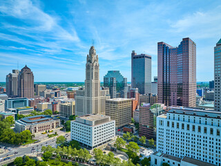 Fototapeta premium Skyscrapers in downtown Columbus Ohio aerial