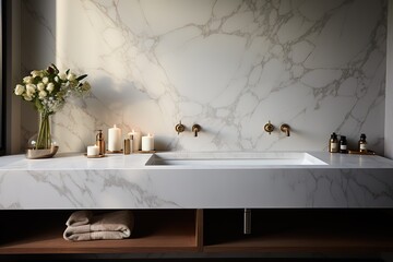 "Sleek and Stylish: A Modern Oasis in the marble Bathroom"