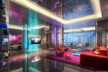 Interior of an ultra modern house - Generative AI