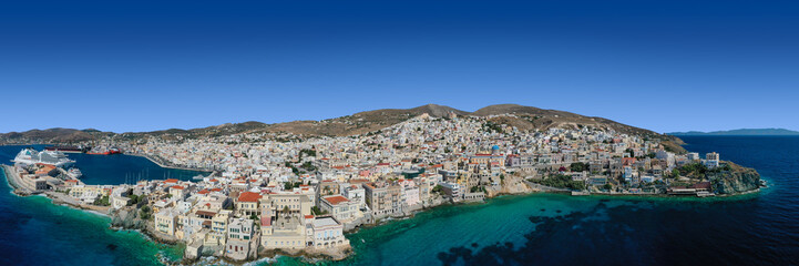 Aerial photo of Ermoupoli in Syros, Greece