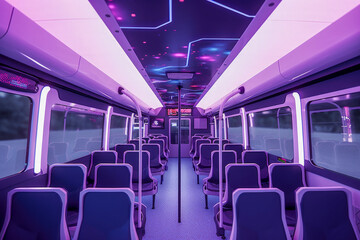 Interior of a modern bus - Generative AI