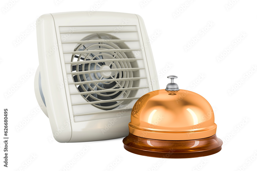 Poster extractor fan with reception bell. 3d rendering
