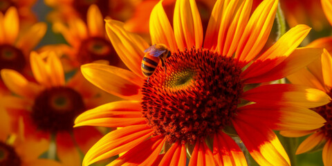 Fototapeta premium Closeup of a bee - Generative AI