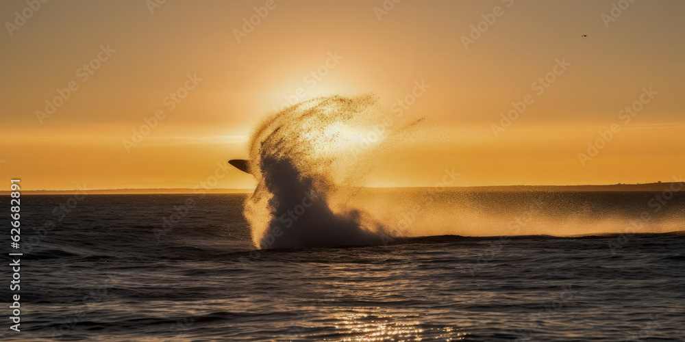 Poster humpback whale in action - generative ai
