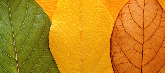 Obraz na płótnie Canvas close up of autumn leaves. Multicolored fall leaves. Colorful autumn leaves. Macro leaf texture, digital ai