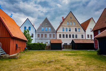 Fototapeta na wymiar Medieval and Hansa inspired living area Jakriborg in Hjarup, Sweden