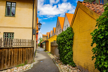 Fototapeta na wymiar Medieval and Hansa inspired living area Jakriborg in Hjarup, Sweden