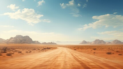 Fototapeta na wymiar Empty Desert Road horizontal With Copy Space