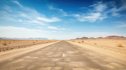 Fototapeta na wymiar Empty Desert Road With Copy Space