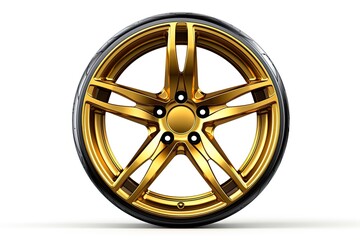 Obraz premium Gold Matt Wheel Speed super car isolated on White background view
