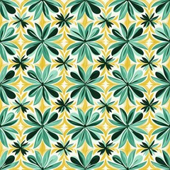 Seamless pattern with decorative flowers in retro style. Vector illustration. Tile