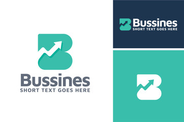 Initial Letter B Business with Statistic Up Arrow Chart Diagram for Marketing Profit logo design © Foonaz