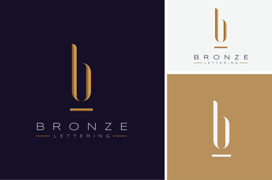 Emboss Chiseled Letter B Bronze Golden Classic Premium Luxury Vintage logo design