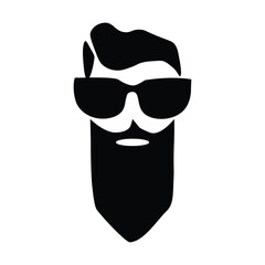 Hipster man with beard and sunglasses icon over white background, vector illustration