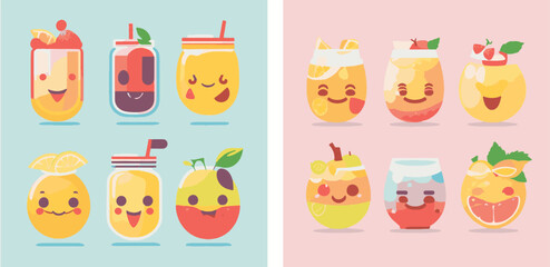 Fruit Juice logo set vector