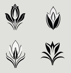 Lily lower icon logo set vector