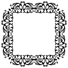 Oval black and white border frame deco. Vector clip art.